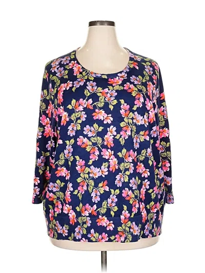 Pre-owned Lands' End 3/4 Sleeve T-shirt In Blue