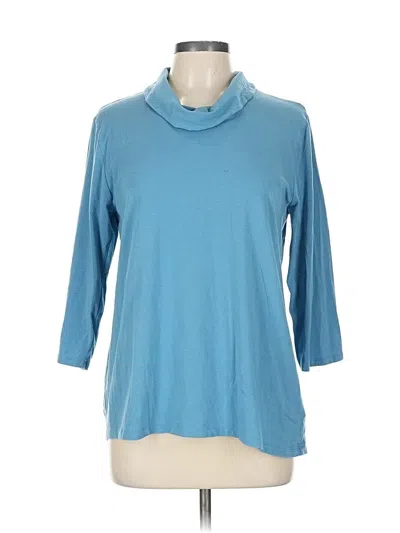 Pre-owned Lands' End 3/4 Sleeve T-shirt In Blue