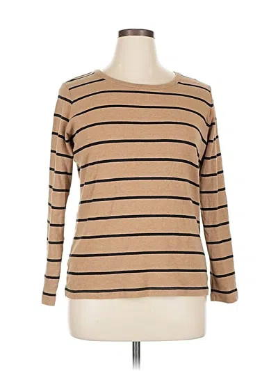 Pre-owned Lands' End 3/4 Sleeve T-shirt In Brown