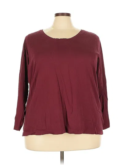 Pre-owned Lands' End 3/4 Sleeve T-shirt In Burgundy