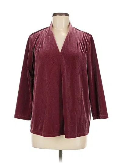 Pre-owned Lands' End 3/4 Sleeve T-shirt In Burgundy