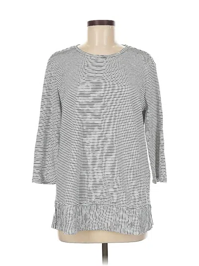 Pre-owned Lands' End 3/4 Sleeve T-shirt In Gray