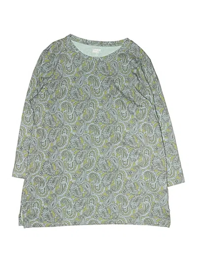 Pre-owned Lands' End Kids'  3/4 Sleeve T-shirt In Green