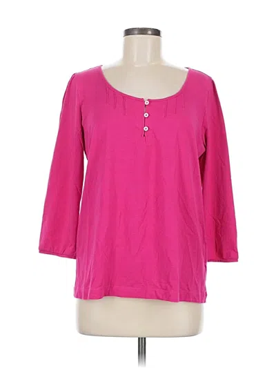Pre-owned Lands' End 3/4 Sleeve T-shirt In Pink