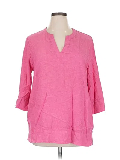Pre-owned Lands' End 3/4 Sleeve T-shirt In Pink