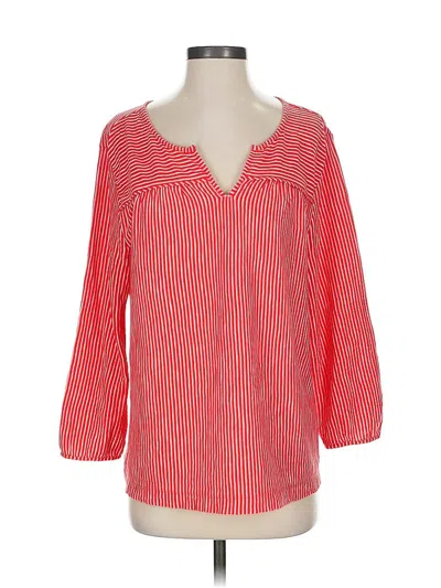 Pre-owned Lands' End 3/4 Sleeve T-shirt In Red