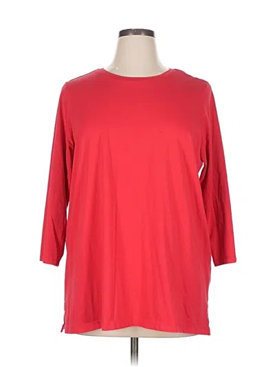 Pre-owned Lands' End 3/4 Sleeve T-shirt In Red