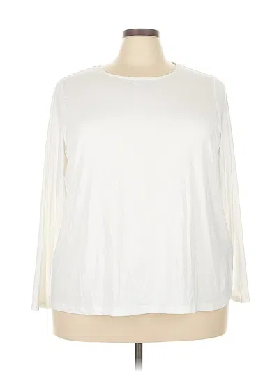 Pre-owned Lands' End 3/4 Sleeve T-shirt In White