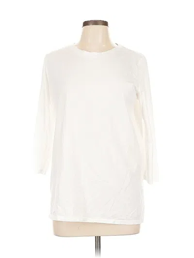 Pre-owned Lands' End 3/4 Sleeve T-shirt In White
