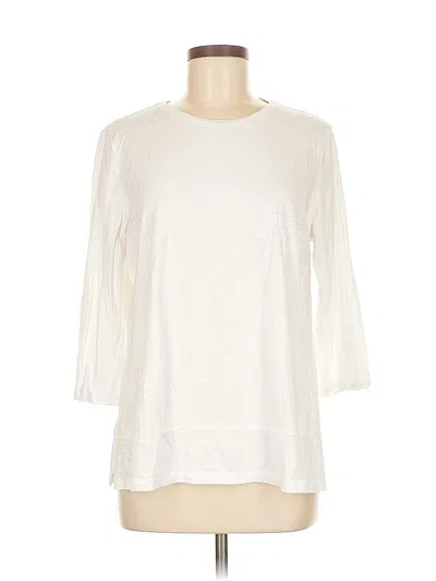 Pre-owned Lands' End 3/4 Sleeve T-shirt In White