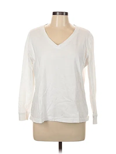 Pre-owned Lands' End 3/4 Sleeve T-shirt In White