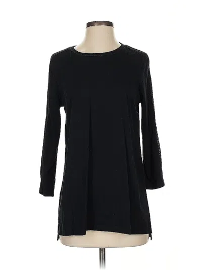 Pre-owned Lands' End 3/4 Sleeve Top Black Boatneck Tops