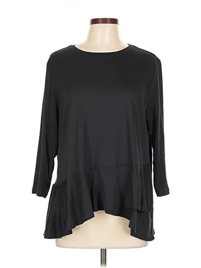 Pre-owned Lands' End 3/4 Sleeve Top Black Boatneck Tops