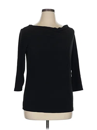 Pre-owned Lands' End 3/4 Sleeve Top Black Boatneck Tops