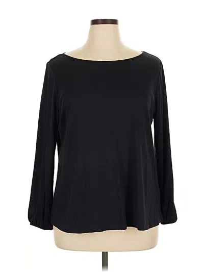 Pre-owned Lands' End 3/4 Sleeve Top Black Boatneck Tops