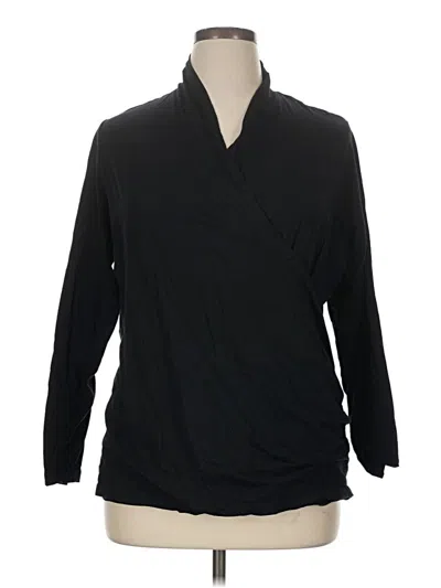 Pre-owned Lands' End 3/4 Sleeve Top Black Cowl Neck Tops