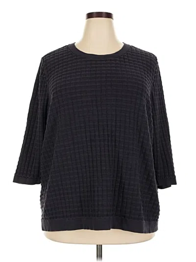 Pre-owned Lands' End 3/4 Sleeve Top Black Crew Neck Tops