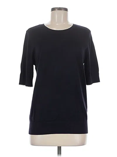 Pre-owned Lands' End 3/4 Sleeve Top Black Crew Neck Tops