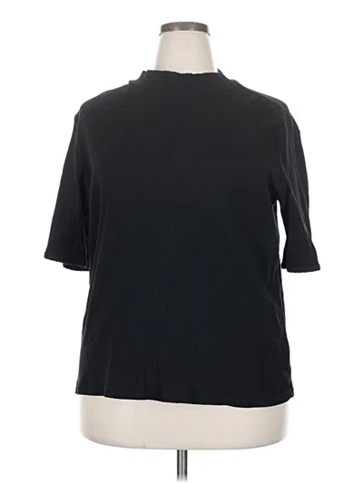 Pre-owned Lands' End 3/4 Sleeve Top Black Mock Neckline Tops