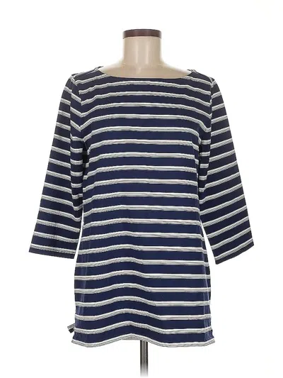 Pre-owned Lands' End 3/4 Sleeve Top Blue Boatneck Tops