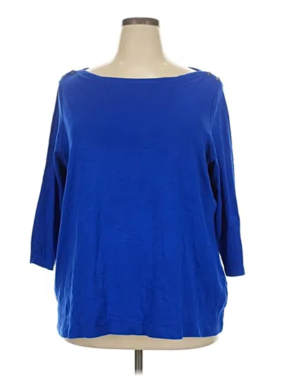 Pre-owned Lands' End 3/4 Sleeve Top Blue Boatneck Tops