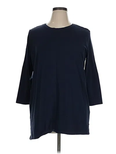 Pre-owned Lands' End 3/4 Sleeve Top Blue Crew Neck Tops