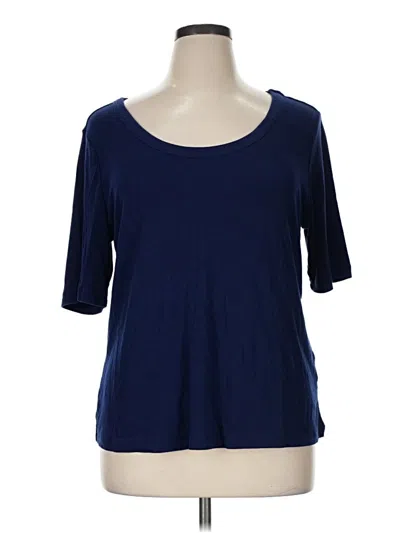 Pre-owned Lands' End 3/4 Sleeve Top Blue Scoop Neck Tops