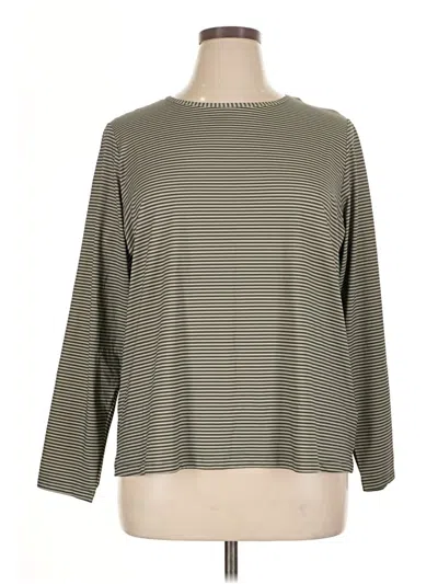 Pre-owned Lands' End 3/4 Sleeve Top Gray Boatneck Tops