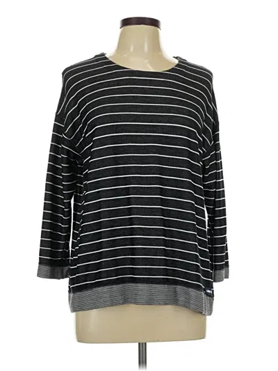 Pre-owned Lands' End 3/4 Sleeve Top Gray Boatneck Tops