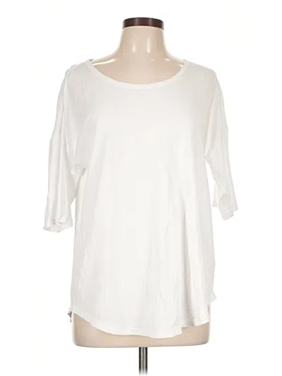 Pre-owned Lands' End 3/4 Sleeve Top Ivory Boatneck Tops