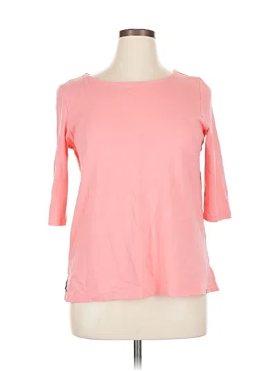 Pre-owned Lands' End 3/4 Sleeve Top Pink Boatneck Tops