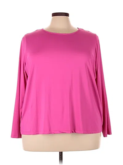 Pre-owned Lands' End 3/4 Sleeve Top Pink Boatneck Tops