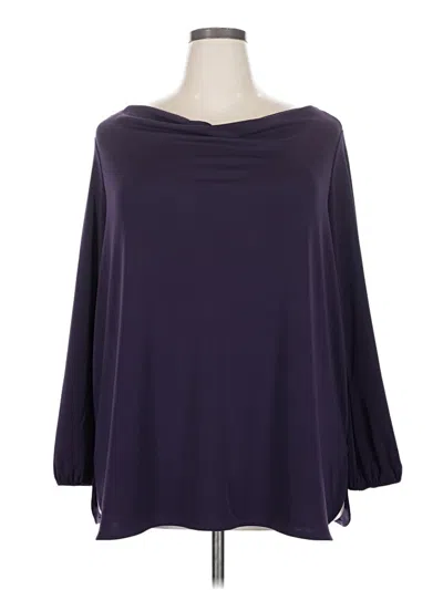 Pre-owned Lands' End 3/4 Sleeve Top Purple Boatneck Tops