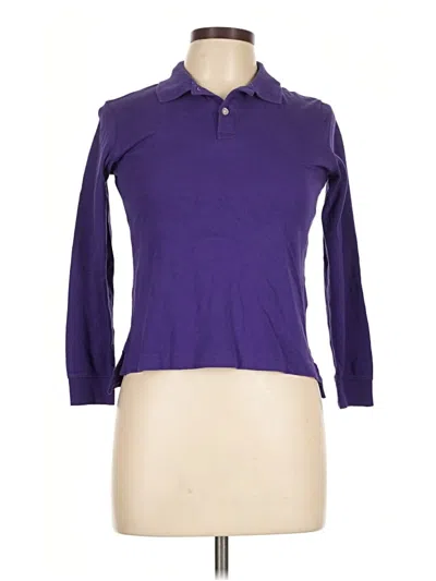Pre-owned Lands' End 3/4 Sleeve Top Purple Collared Neckline Tops