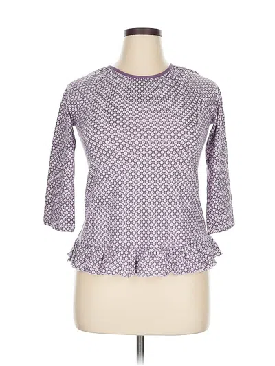 Pre-owned Lands' End 3/4 Sleeve Top Purple Mock Neckline Tops