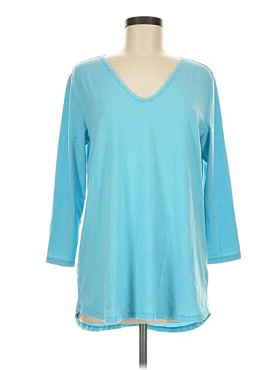 Pre-owned Lands' End 3/4 Sleeve Top Teal V-neck Tops