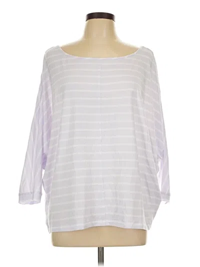 Pre-owned Lands' End 3/4 Sleeve Top White Boatneck Tops