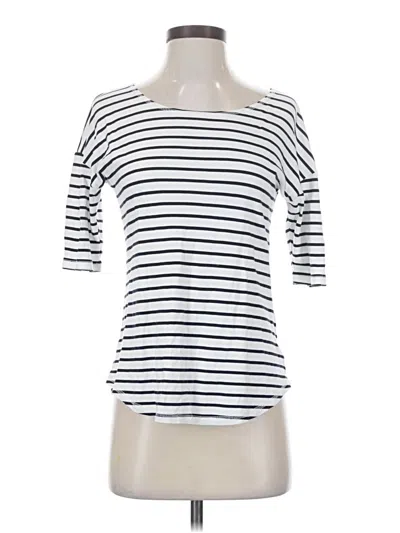 Pre-owned Lands' End 3/4 Sleeve Top White Boatneck Tops