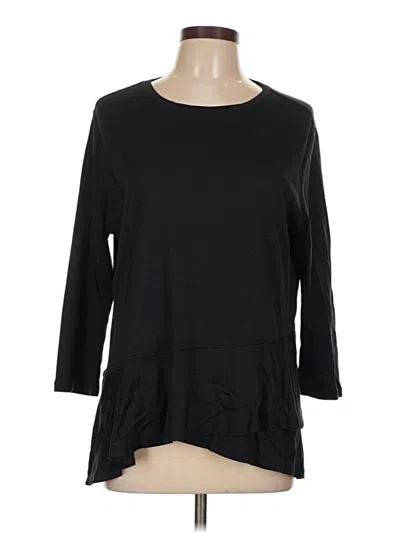 Pre-owned Lands' End 3/4 Sleeve T-shirt In Black
