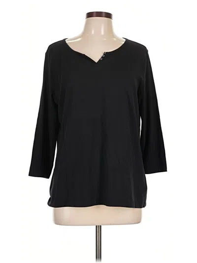 Pre-owned Lands' End 3/4 Sleeve T-shirt In Black