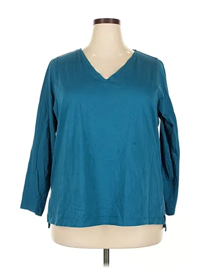 Pre-owned Lands' End 3/4 Sleeve T-shirt In Blue