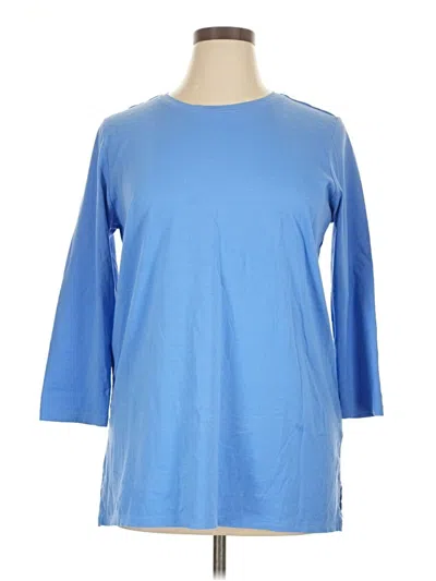 Pre-owned Lands' End 3/4 Sleeve T-shirt In Blue