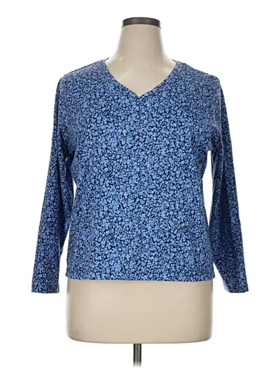 Pre-owned Lands' End 3/4 Sleeve T-shirt In Blue