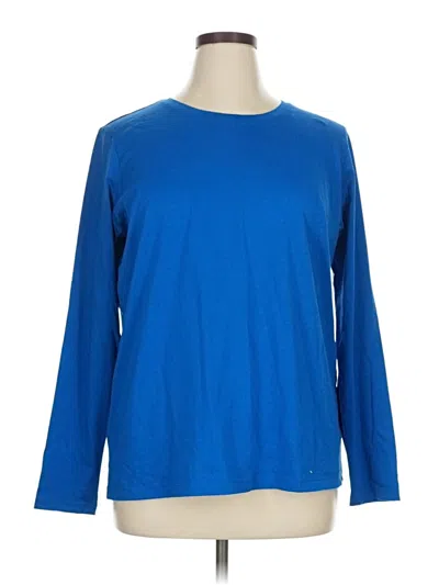 Pre-owned Lands' End 3/4 Sleeve T-shirt In Blue