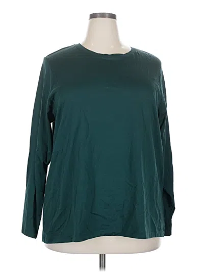 Pre-owned Lands' End 3/4 Sleeve T-shirt In Blue