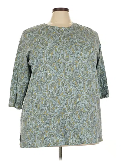 Pre-owned Lands' End 3/4 Sleeve T-shirt In Blue