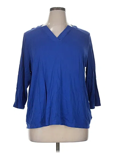 Pre-owned Lands' End 3/4 Sleeve T-shirt In Blue