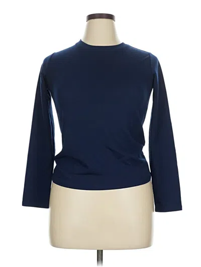 Pre-owned Lands' End 3/4 Sleeve T-shirt In Blue