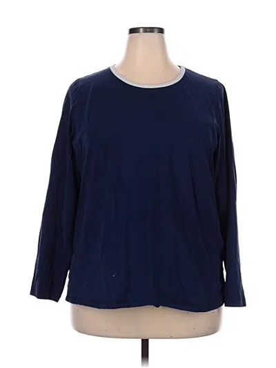 Pre-owned Lands' End 3/4 Sleeve T-shirt In Blue
