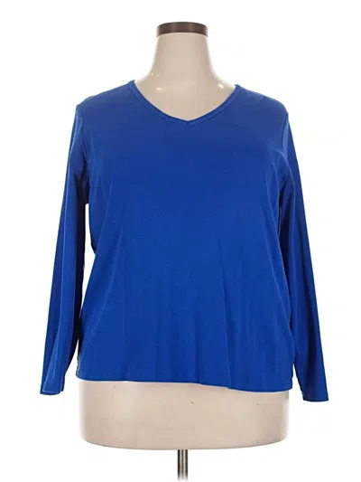 Pre-owned Lands' End 3/4 Sleeve T-shirt In Blue